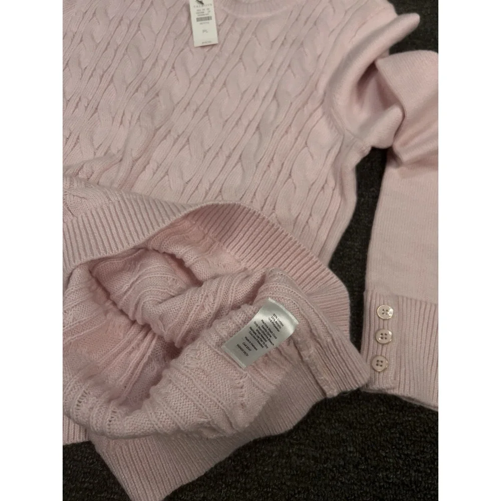 New‎ Talbots Sweater Women's Petite Large PL Pink Cable Knit Preppy Pullover